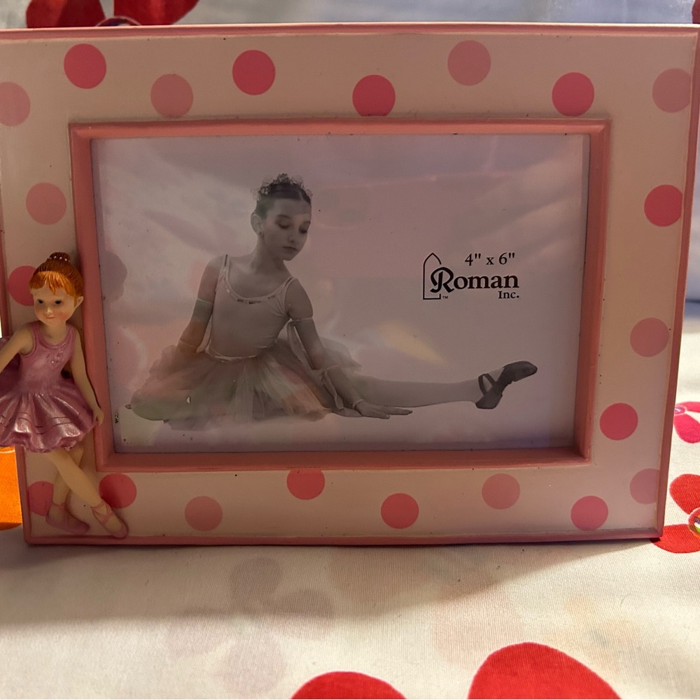 Roman Inc. Pink Polka Dot Picture Frame with Ballerina